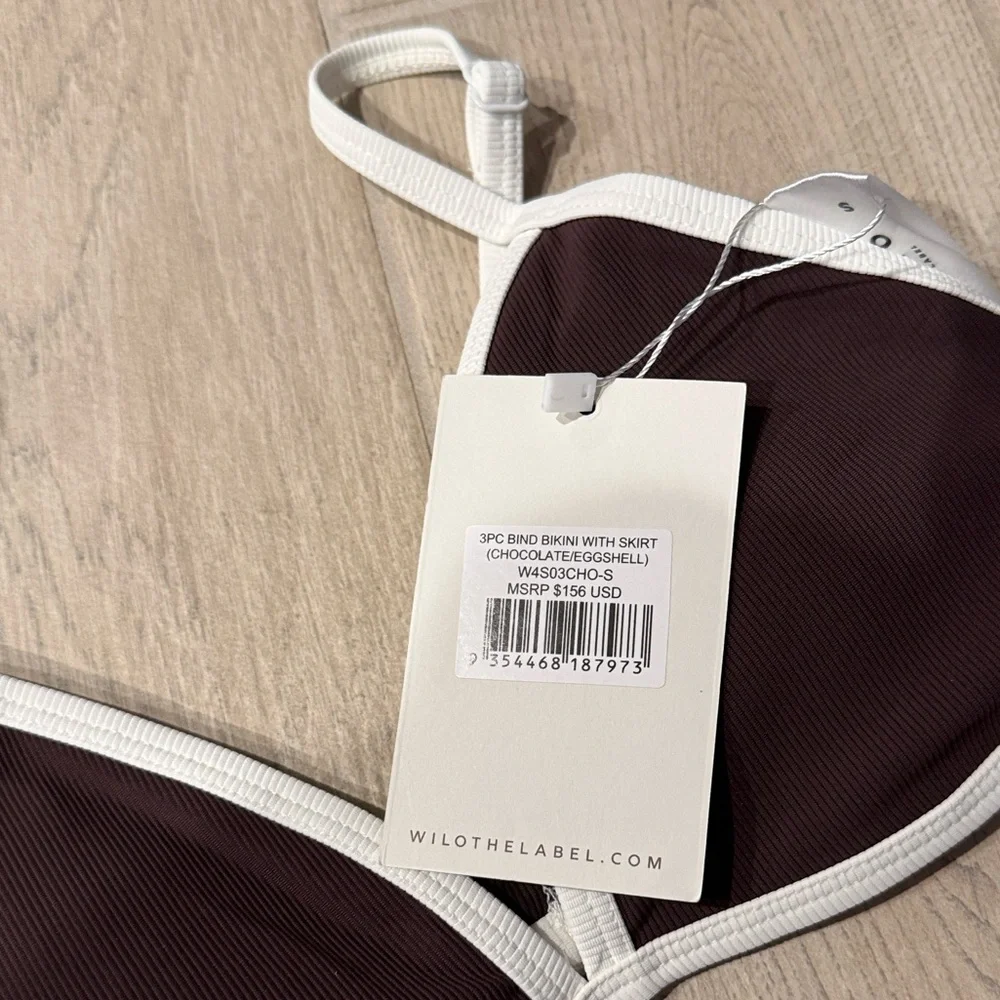 NWT Brown 3pc Bikini Wilo the Label Set with Swim Skirt Coverup Small - Picture 2 of 4